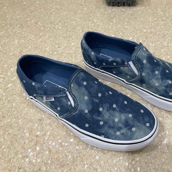 VANS NWT Asher Denim Polka Dot Platform Moonlight Blue Shoes Womens Size 8 - Picture 4 of 7